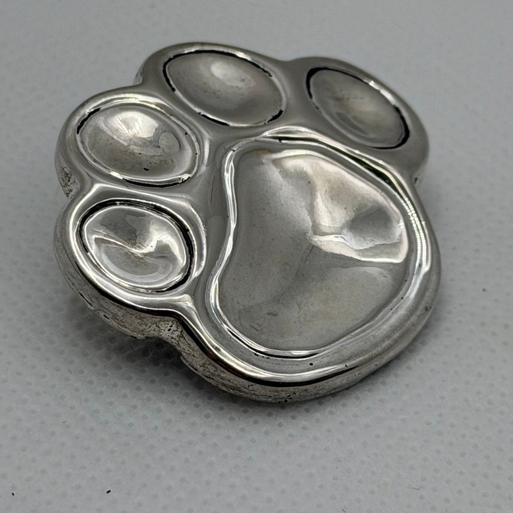 Vintage Best Silver Tone Paw Print Brooch Pendant